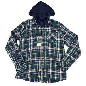 NWT Nomad Mens Green Flannel Hoodie Sz Medium